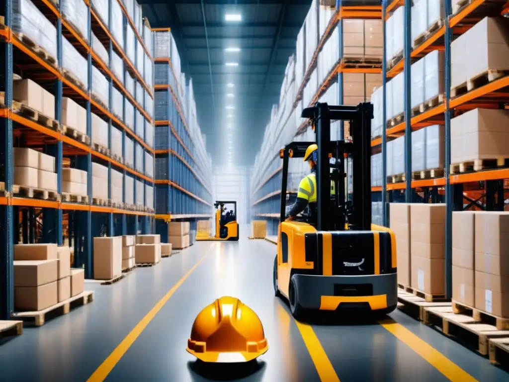 Almacén inteligente: eficiencia y datos en tiempo real Un almacén bullicioso con operaciones eficientes y análisis en tiempo real de IoT en logística