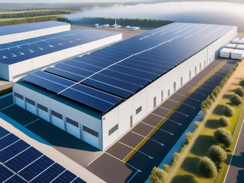 Un almacén logístico de vanguardia con energía renovable y tecnología sostenible