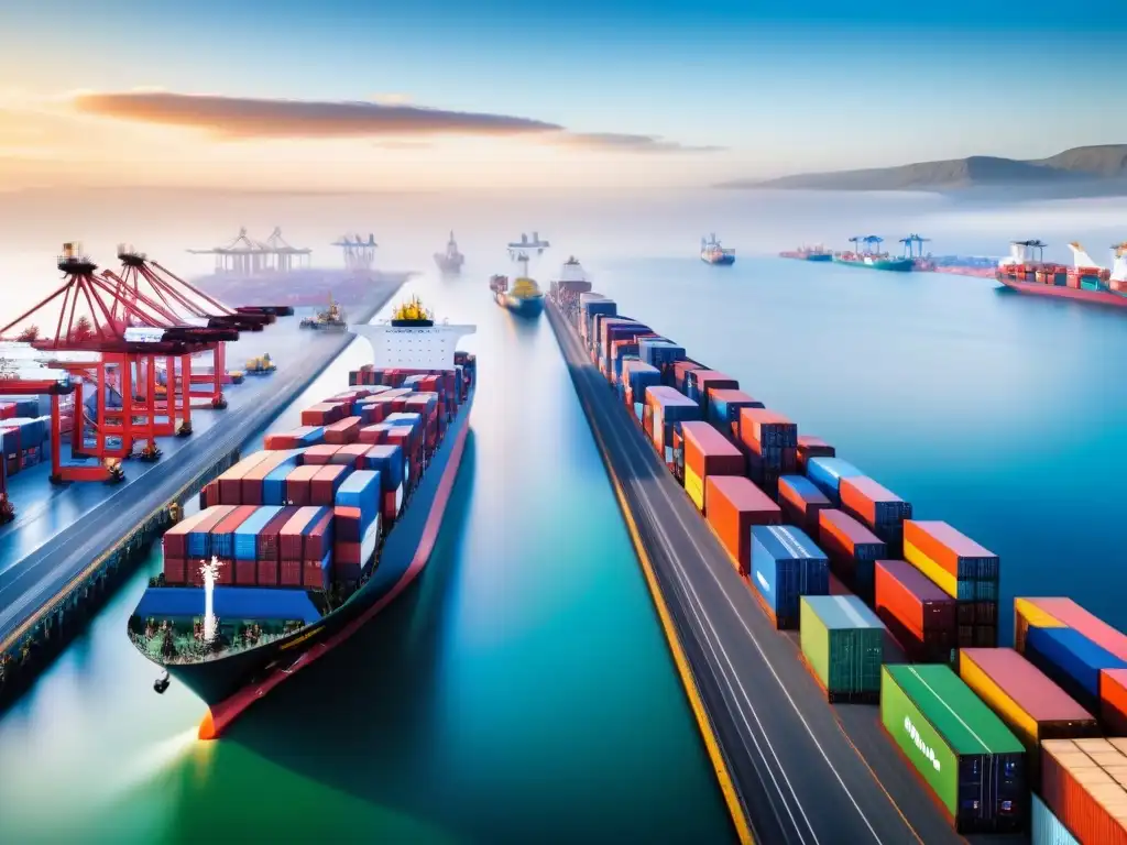 Puerto africano: logística global en acción Capital extranjero remodelando logística africana: Puerto africano bullicioso con carga diversa y trabajadores multiculturales