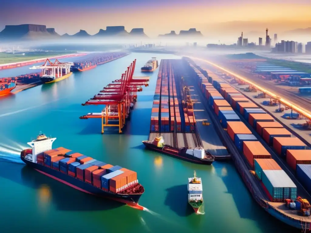 Hub logístico en África: diversidad y tecnología en armonía Capital extranjero remodelando logística africana con diversidad étnica y tecnología moderna en centro logístico africano vibrante