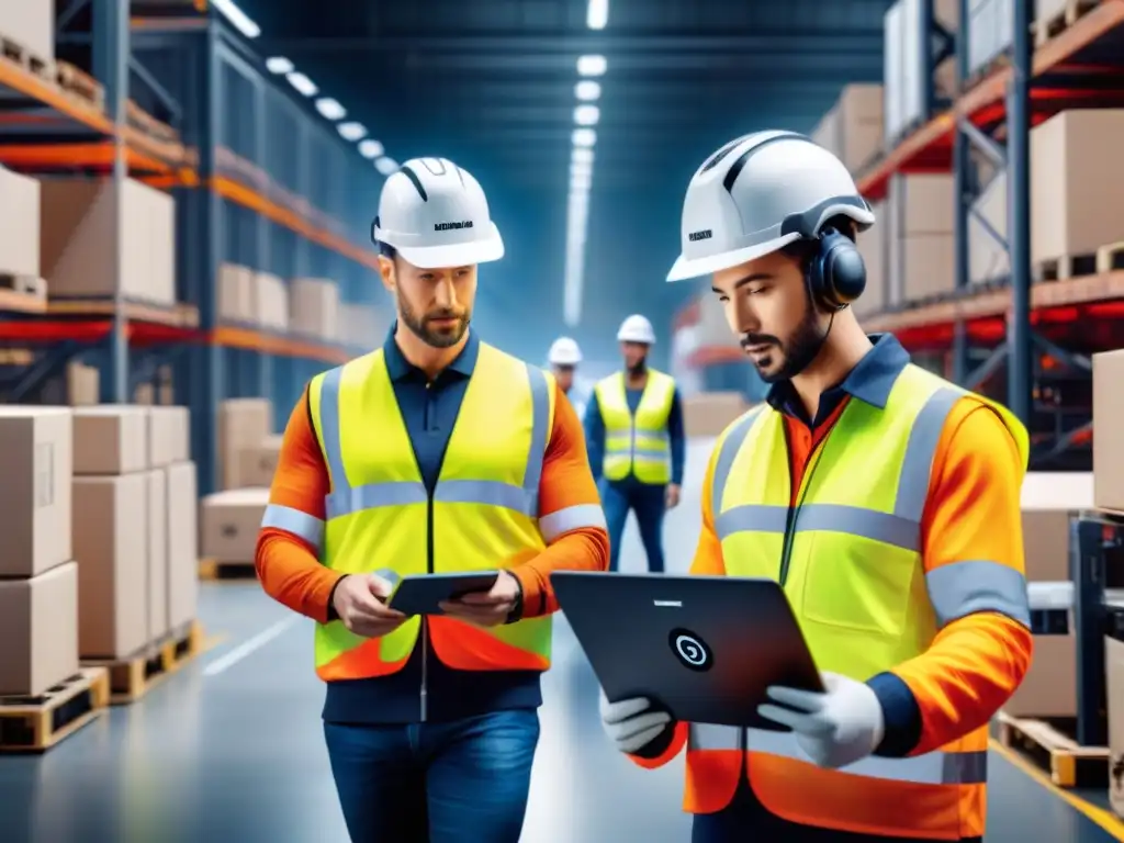 Un centro logístico digital seguro, eficiente y futurista con tecnología de vanguardia integrada