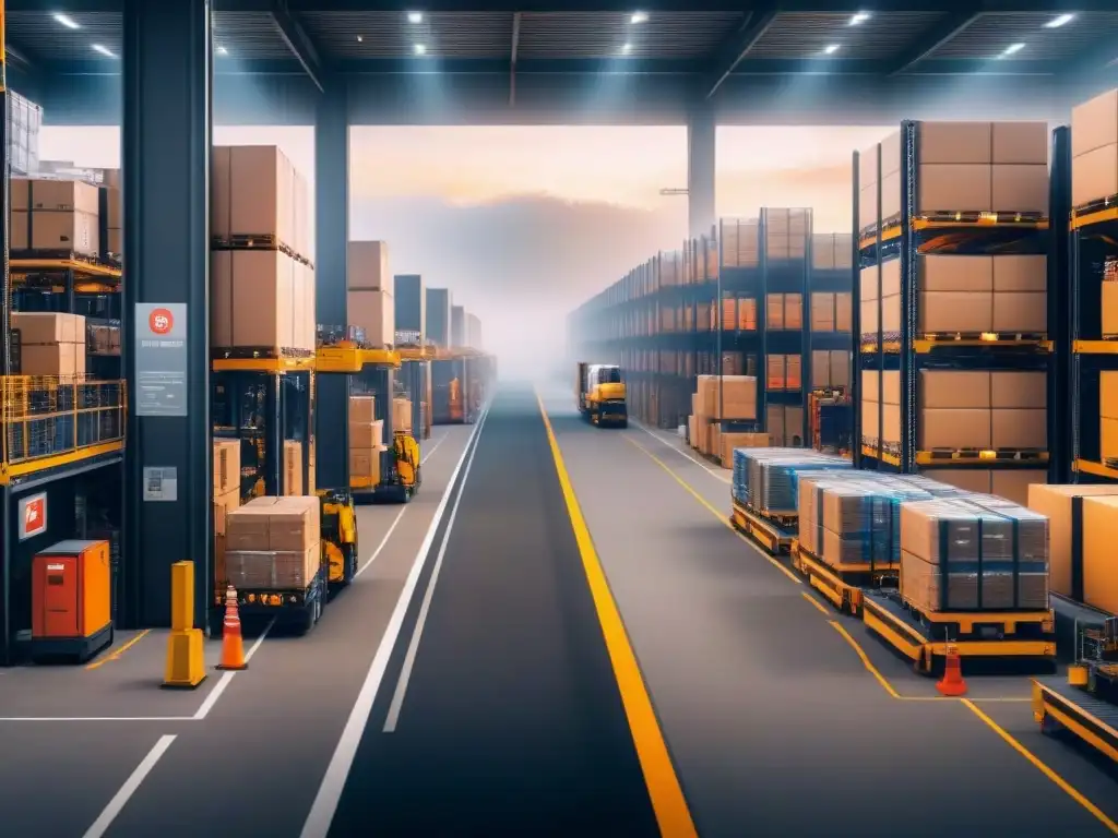 Centro logístico moderno: eficiencia y tecnología en acción Un centro logístico moderno donde la tecnología y el personal trabajan juntos de manera eficiente
