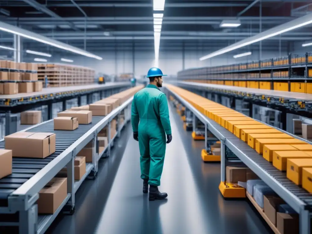Centro de Microfulfillment: Tecnología y Trabajo en Armonía Un centro de microfulfillment de última generación, mostrando la integración de tecnología y trabajo humano