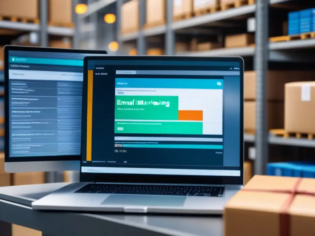 Plataforma de email marketing para logística: análisis detallado Detalle sofisticado de plataforma de email marketing para logística, con gráficos y estadísticas de compromiso