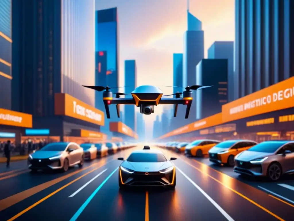 Innovación en entrega: Drones autónomos revolucionan la logística urbana Drones autónomos entregando paquetes en la ciudad, mostrando soluciones tecnológicas eficiencia entrega paquetes