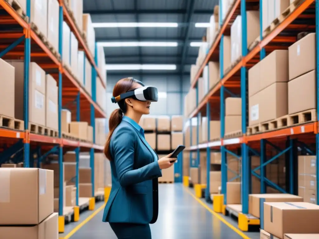 Efectiva gestión logística con Realidad Aumentada en un almacén moderno y tecnológico