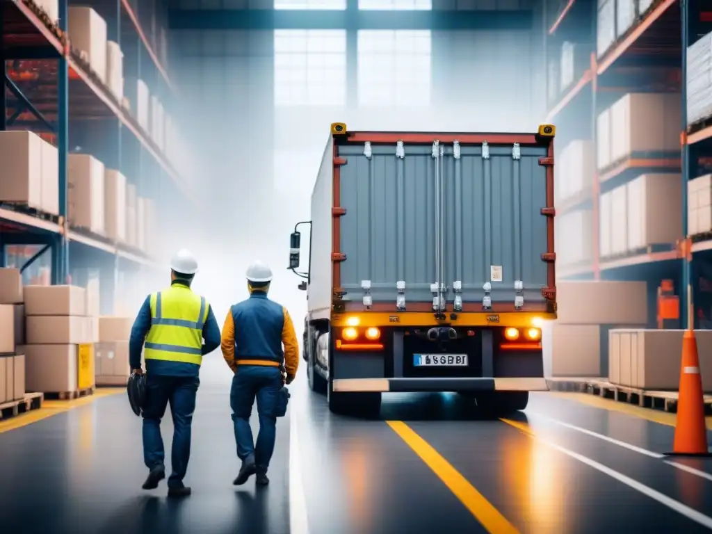 Centro logístico: eficiencia y colaboración estratégica Efficiente logística: Colaboraciones estratégicas en un centro de operaciones con trabajadores y gerentes coordinando envíos