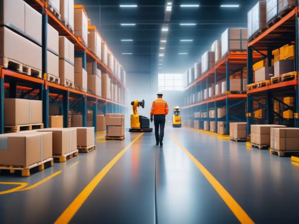 Almacén automatizado: eficiencia logística con robots y análisis de datos Eficiencia logística con robots y software análisis predictivo en almacén activo