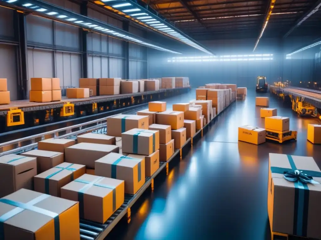 Almacén logístico automatizado: eficiencia con robots Eficiencia y precisión: almacén logístico con inteligencia artificial optimizando la cadena de suministro