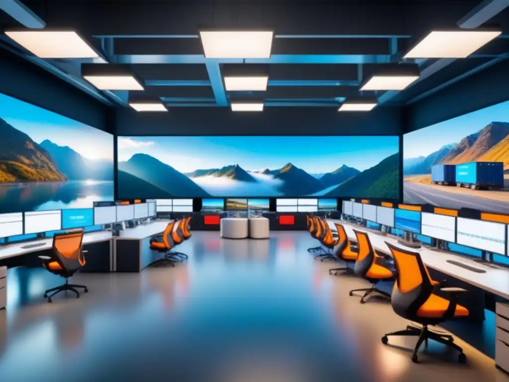 Centro logístico con tecnología avanzada de rastreo y control Eficiencia en acción: Centro logístico con tecnologías de seguimiento para eficiencia, carga y descarga de camiones