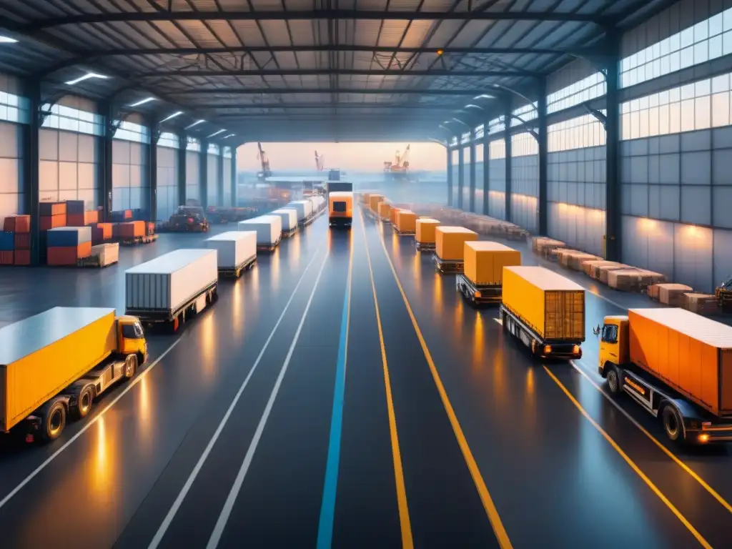 Centro logístico eficiente: transporte diverso y tecnología avanzada Eficiencia y tecnología en transporte logístico con soluciones tecnológicas eficientes