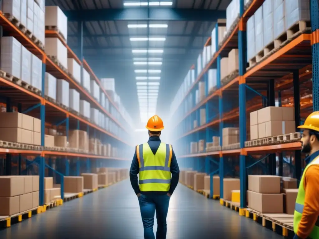 Eficiencia y precisión en almacén con trabajadores usando tecnología blockchain para gestión logística