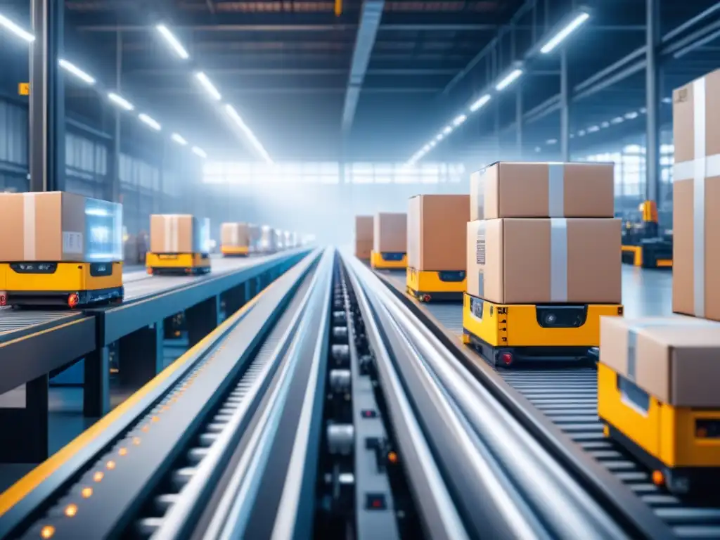 Almacén automatizado: Eficiencia y precisión en la logística moderna Eficiente automatización en la cadena logística: brazos robóticos y tecnología avanzada en almacén