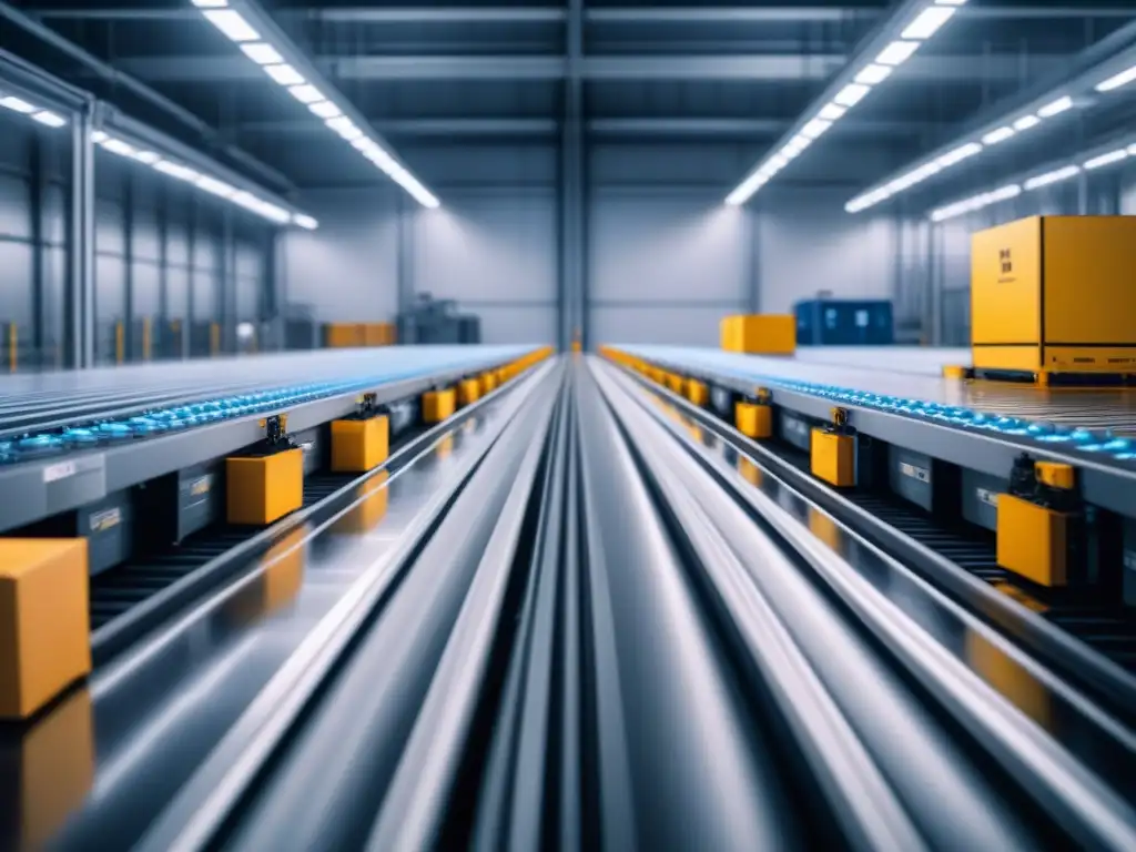 Instalación logística de última generación: robots automatizados en acción Eficiente centro logístico en cadena de frío con IA, robots moviendo paquetes en ambiente controlado