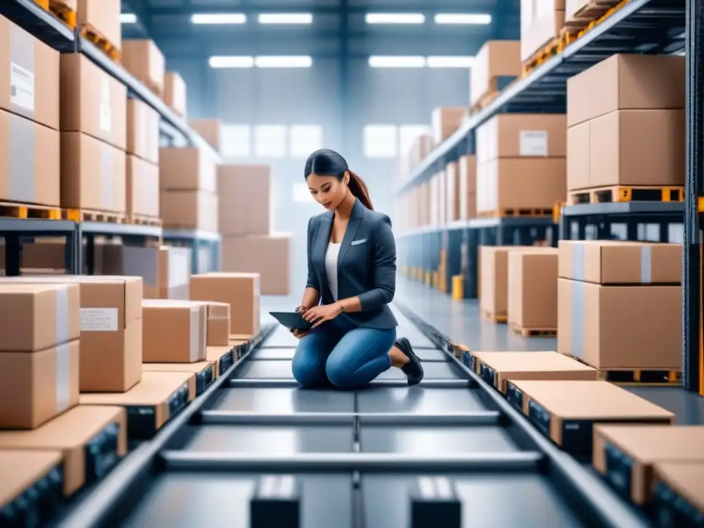 Centro de microfulfillment de vanguardia con robots en acción Eficiente centro de microfulfillment con brazos robóticos clasificando paquetes