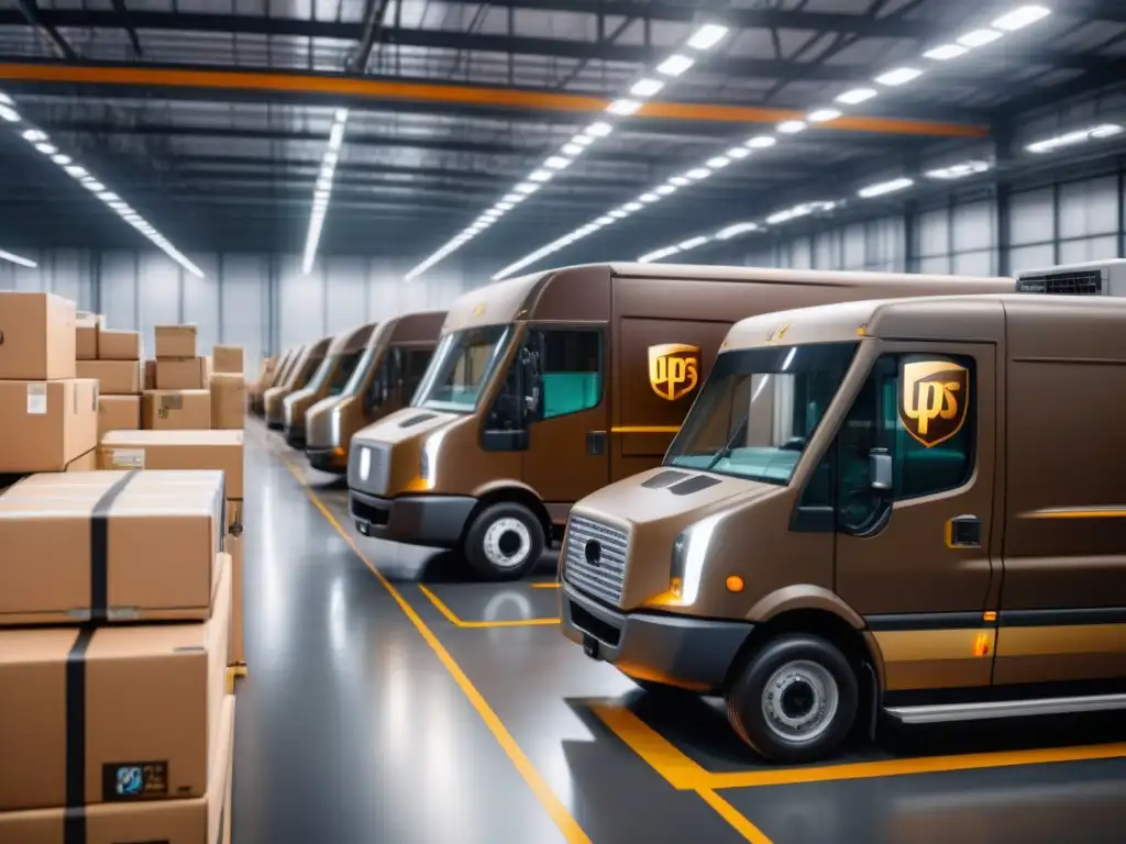 Flota eléctrica de UPS: eficiencia y sostenibilidad en acción Eficiente gestión de flotas en tiempo real: modernos camiones eléctricos de UPS y un centro logístico avanzado