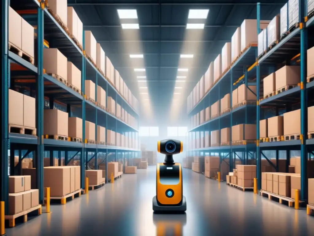 Almacén inteligente: humanos y robots en perfecta armonía Eficiente logística con visión por computadora: robots y trabajadores en un almacén automatizado