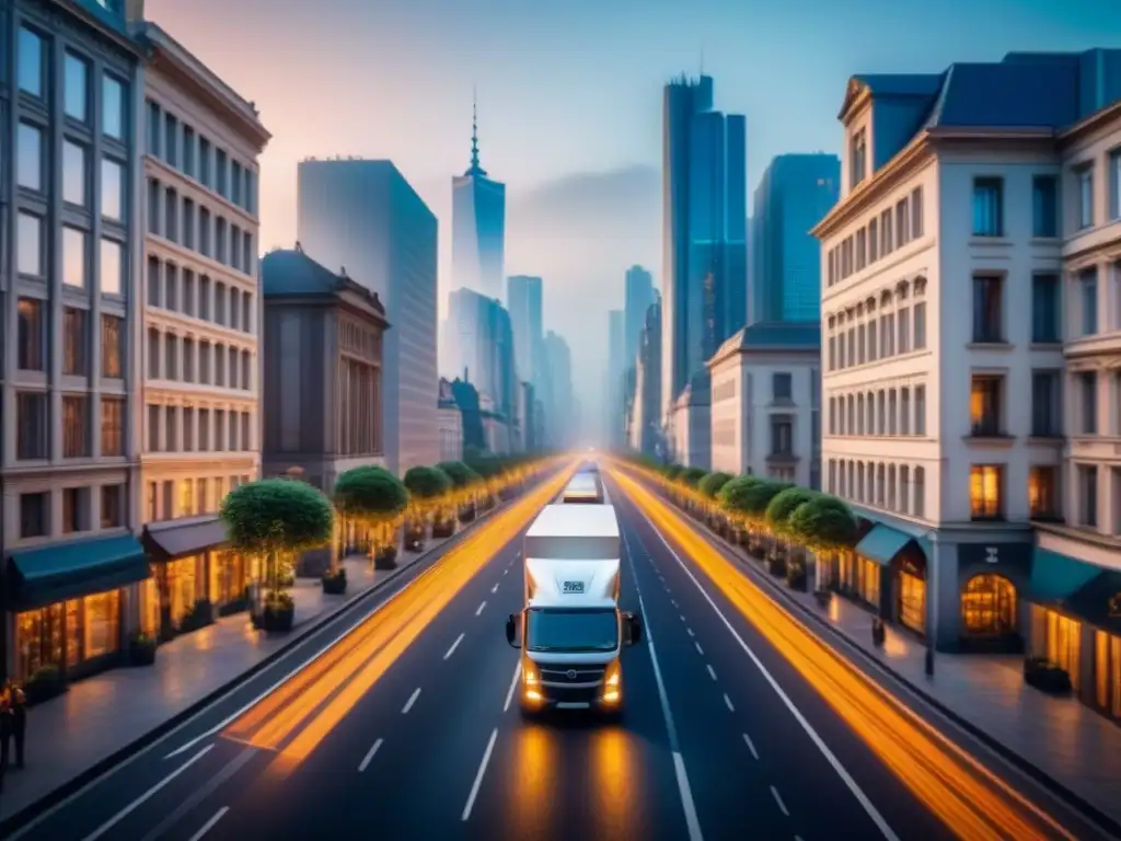 Eficiente logística urbana: flota de camiones en ruta óptima