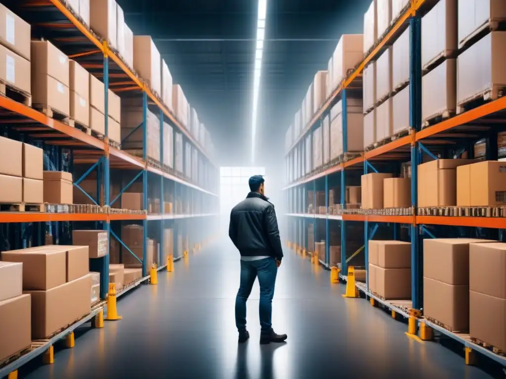 Eficiente personalización logística con análisis de datos en almacén bullicioso