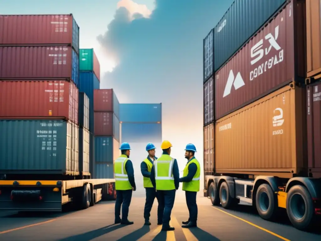 Zona franca industrial: eficiencia y crecimiento económico Eficiente zona franca para importación/exportación con operarios, contenedores y almacén