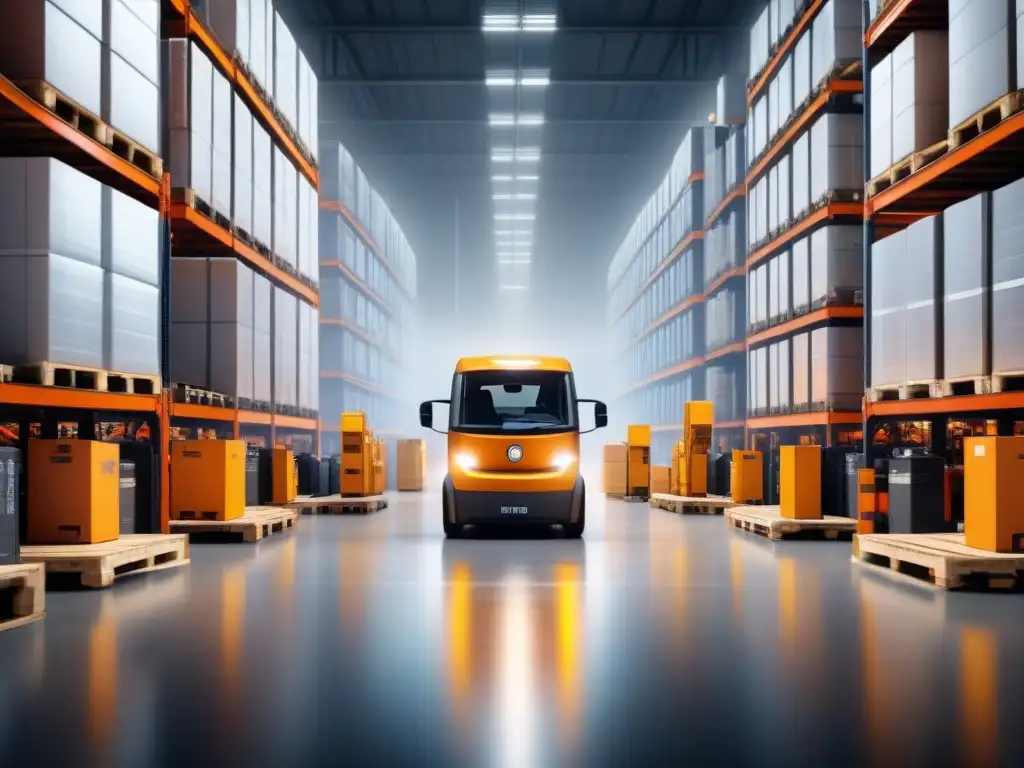 Centro logístico eléctrico: eficiencia sostenible en acción Preparar empresa logística vehículos eléctricos: Equipo diverso carga y descarga en centro logístico moderno