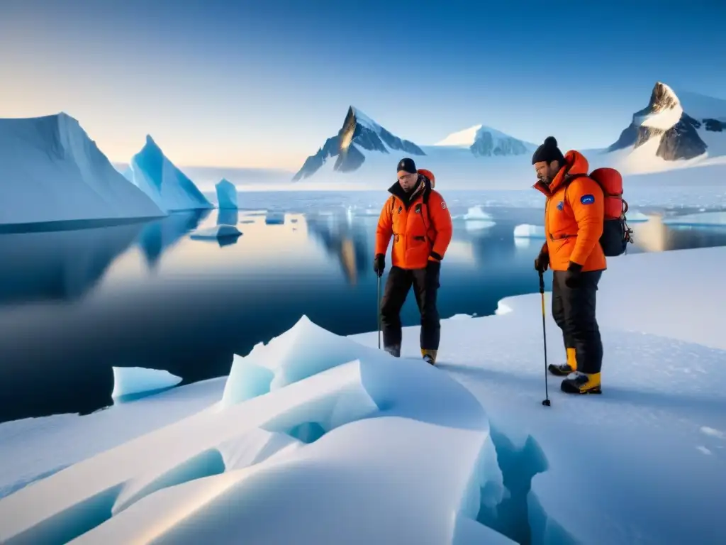 Un equipo diverso de investigadores internacionales en la Antártica, recolectando muestras y debatiendo soluciones innovadoras logística antártica