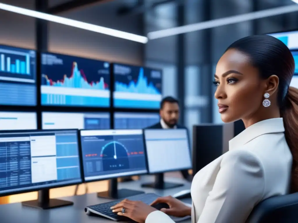 Equipo multicultural desarrollando AI para logística en frío Un equipo multicultural de profesionales colabora en una oficina moderna, utilizando IA en cadena de frío para regular la temperatura