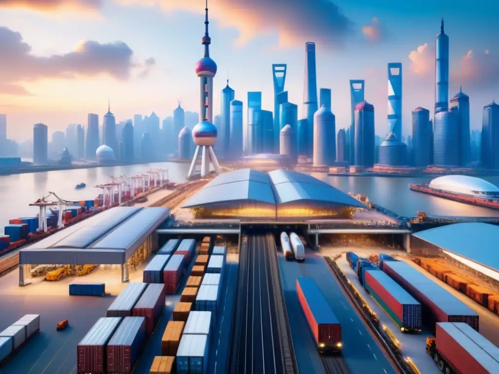 Hub logístico futurista en Shanghai: innovación global y conectividad Eventos logística innovadora 2023: Un puerto futurista en Shanghai con tecnología de vanguardia y métodos tradicionales