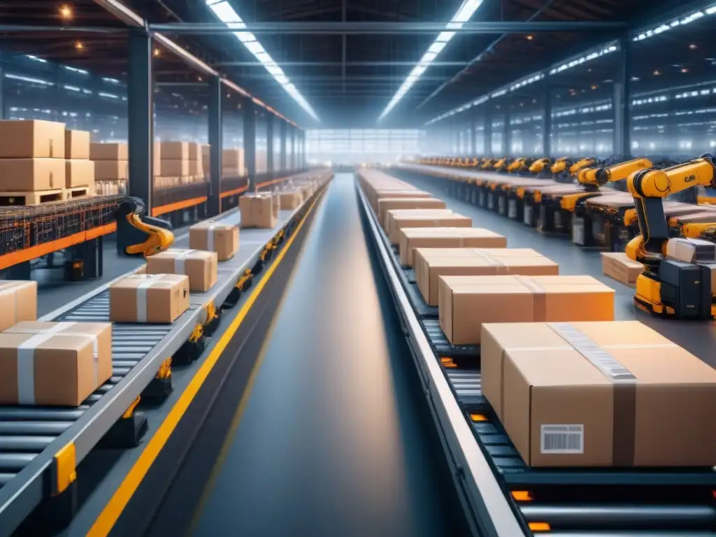Franquicias logísticas escalables innovadoras: Almacén moderno con tecnología automatizada y trabajadores colaborando con robots
