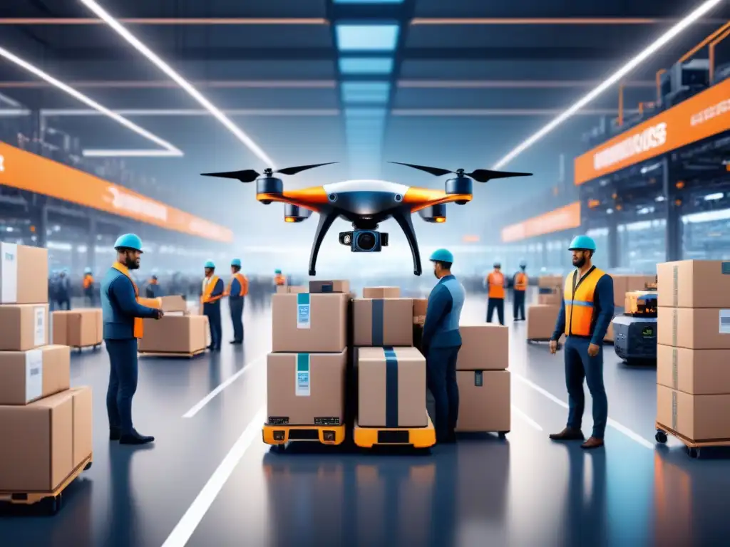 Centro logístico del futuro: tecnología 5G revolucionaria Implementación del 5G en logística: Un centro logístico futurista con tecnología de vanguardia