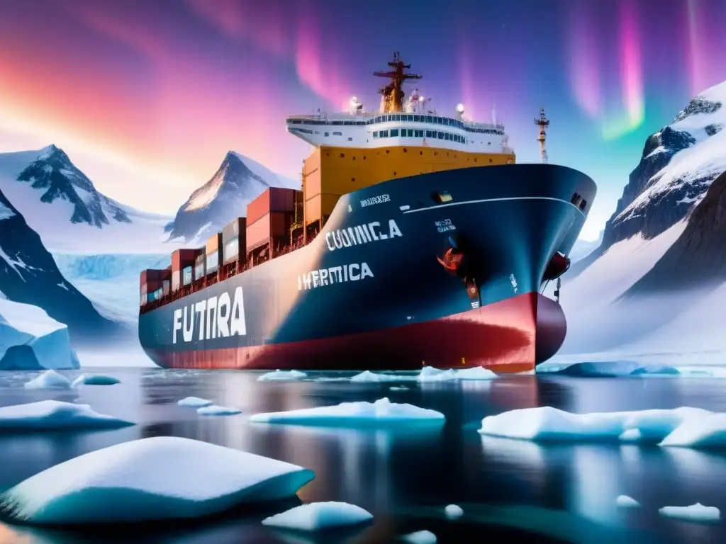 Explorando el Futuro: Navegando en el Ártico Un gigantesco buque de carga navega entre glaciares en el Ártico