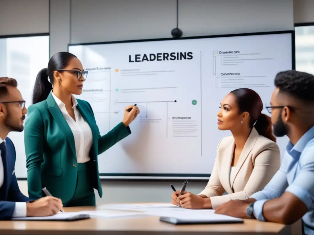 Intensa formación en liderazgo para profesionales de logística Grupo diverso de profesionales de gestión logística líderes innovadores en intensa capacitación estratégica