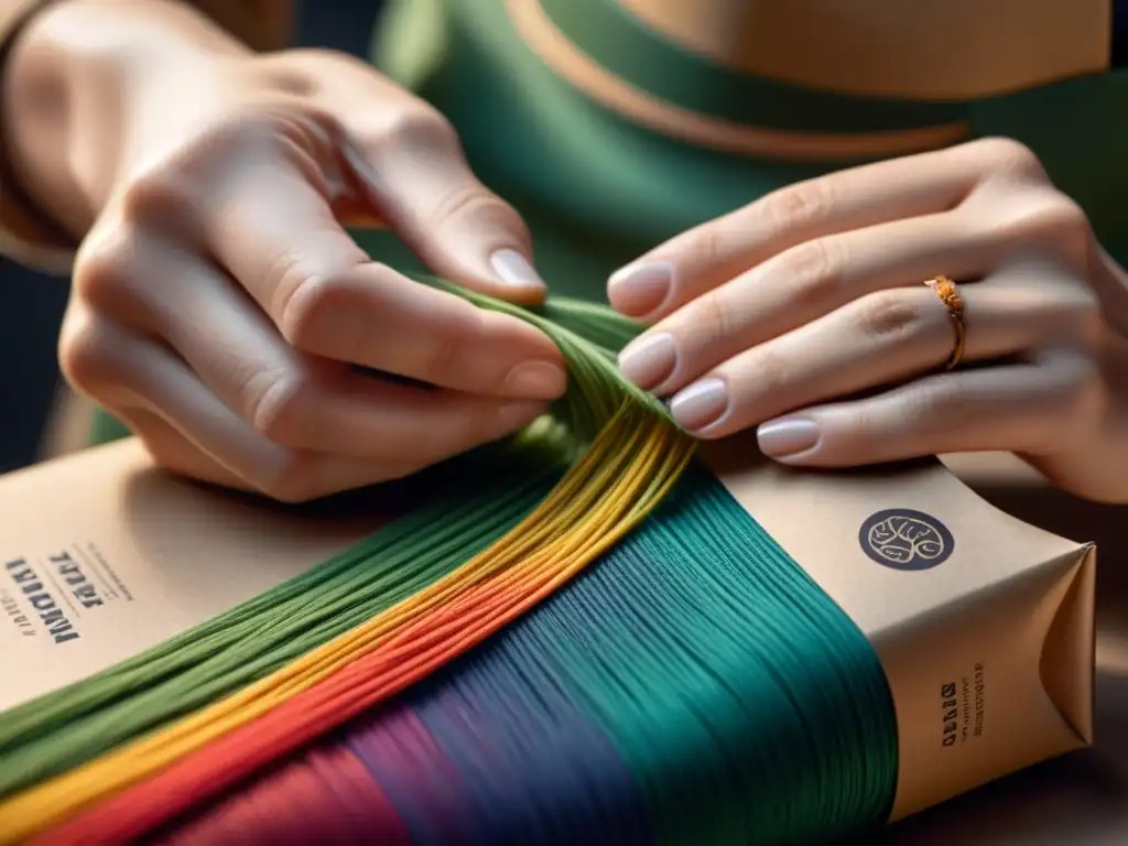 Artesano crea packaging sostenible con destreza y creatividad Hábiles manos crean empaquetado sostenible soluciones innovadoras con materiales ecofriendly