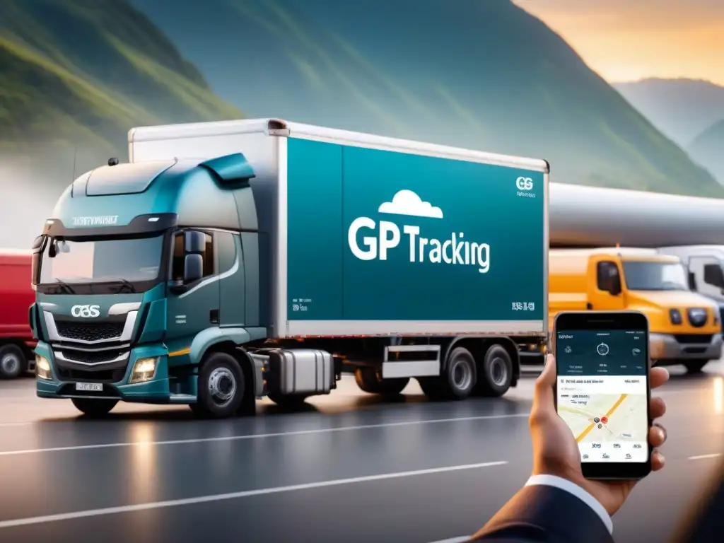 Sistema de seguimiento GPS en camión de reparto: eficiencia logística Innovadora tecnología de seguimiento vehículos en la logística, mostrando eficiencia y transparencia en tiempo real