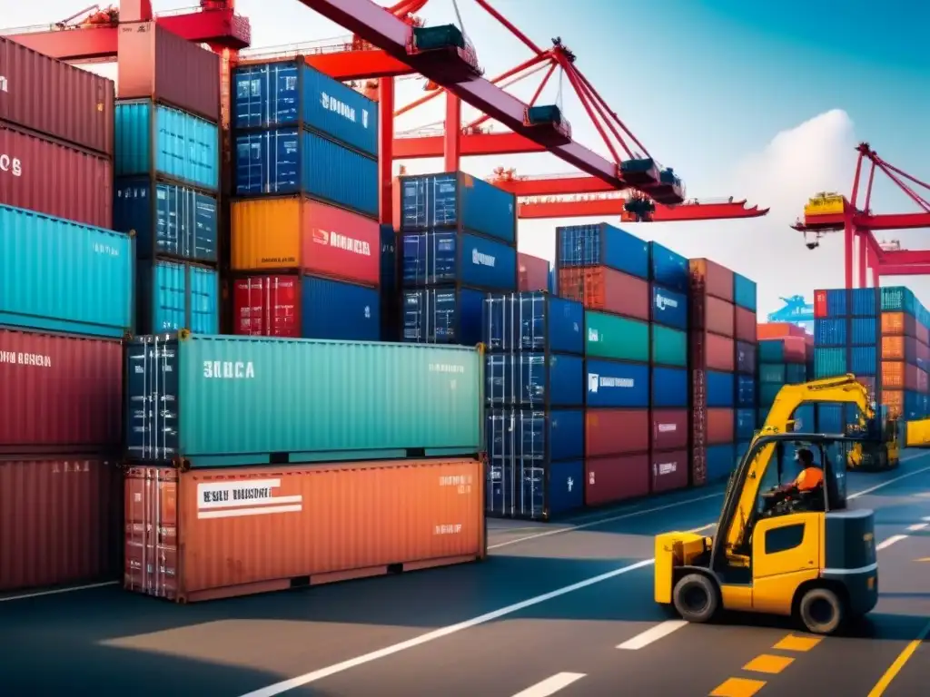 Operaciones logísticas innovadoras en puerto africano: 8k ultra detallado Logística innovadora en África: Puerto con contenedores y trabajadores eficientes