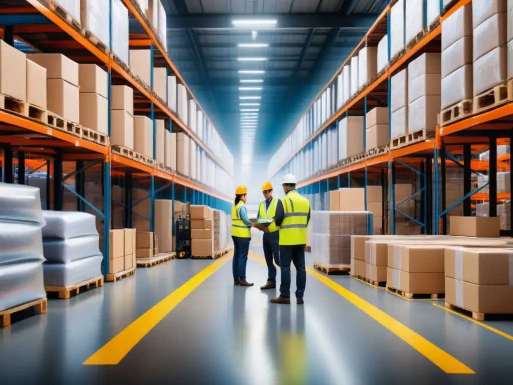 Operaciones de logística inversa: eficiencia y sostenibilidad en almacén Logística inversa sostenible y eficiente en acción: trabajadores ordenando devoluciones con precisión en almacén ocupado