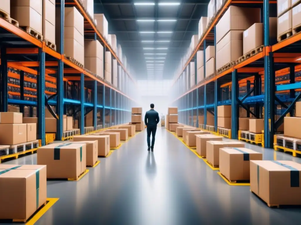 Almacén logístico automatizado con tecnología de visión por ordenador Almacén logístico futurista con visión por computadora en logística