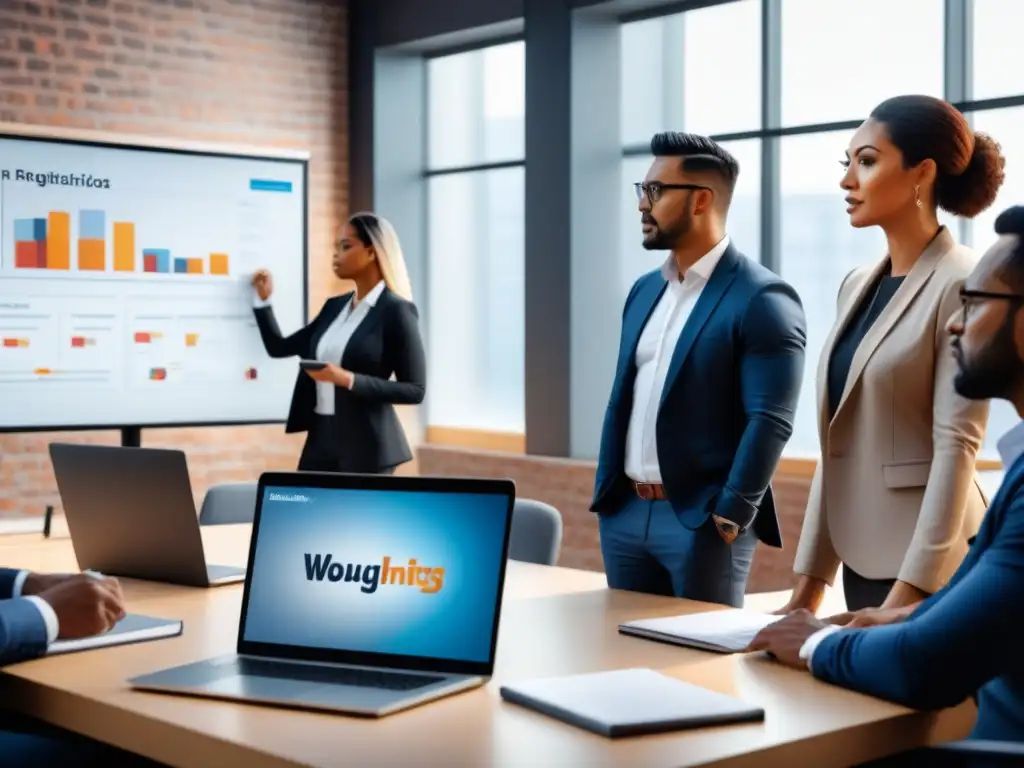 Profesionales de logística diversa colaborando en un ambiente educativo y moderno