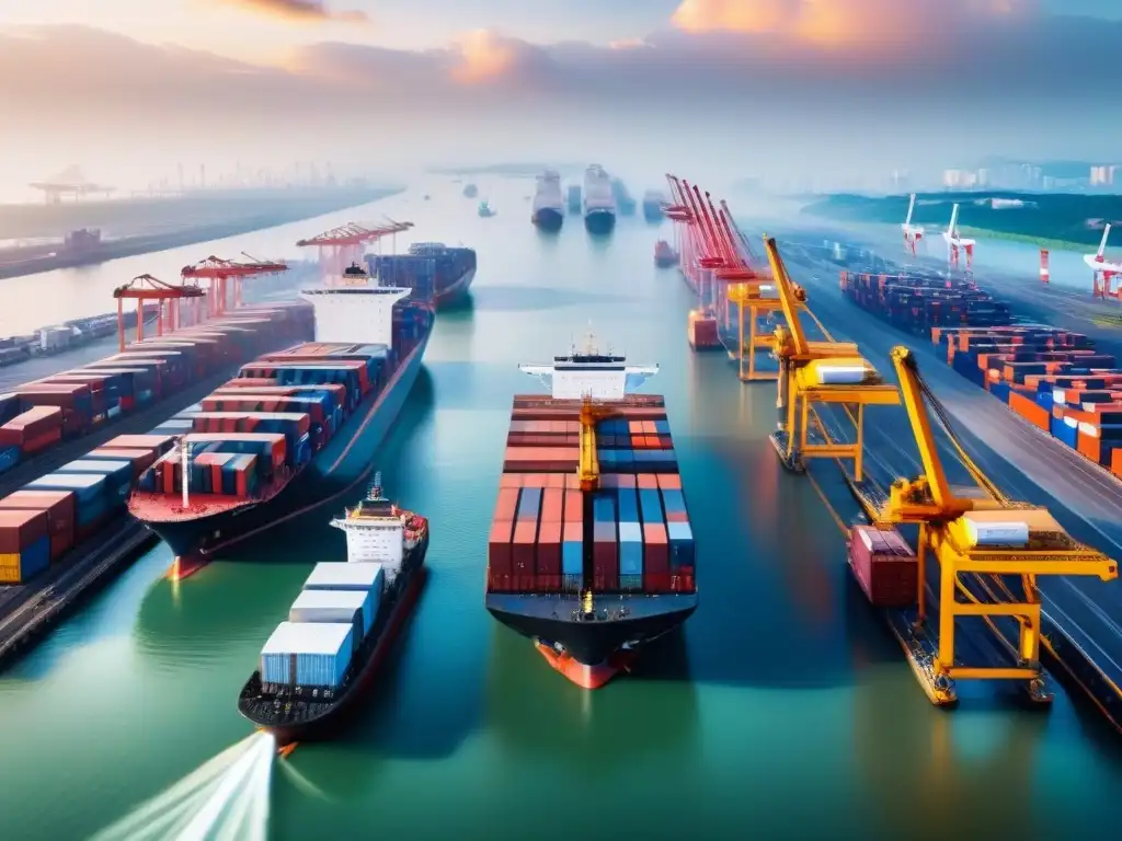 Portuario futurista en Asia: revolución logística con tecnología blockchain Un puerto futurista en Asia muestra la revolución de Blockchain en logística
