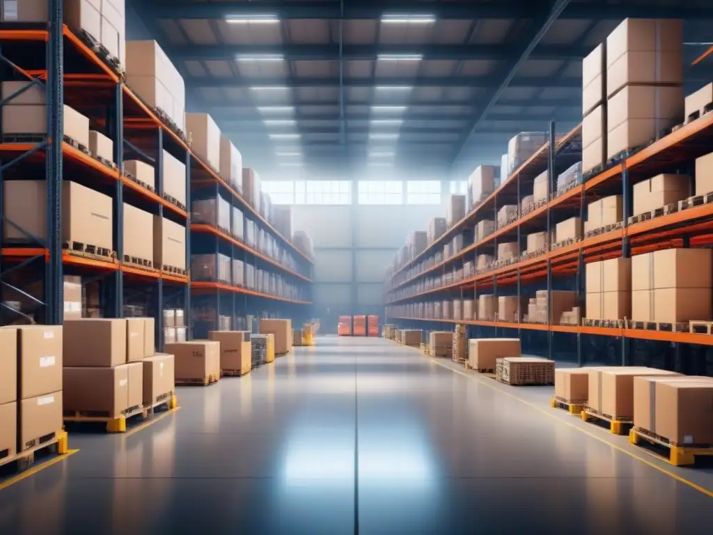Almacén automatizado de alta tecnología: eficiencia y innovación Fotografía de alta resolución de un almacén automatizado de última tecnología, con robots y cintas transportadoras gestionando inventarios