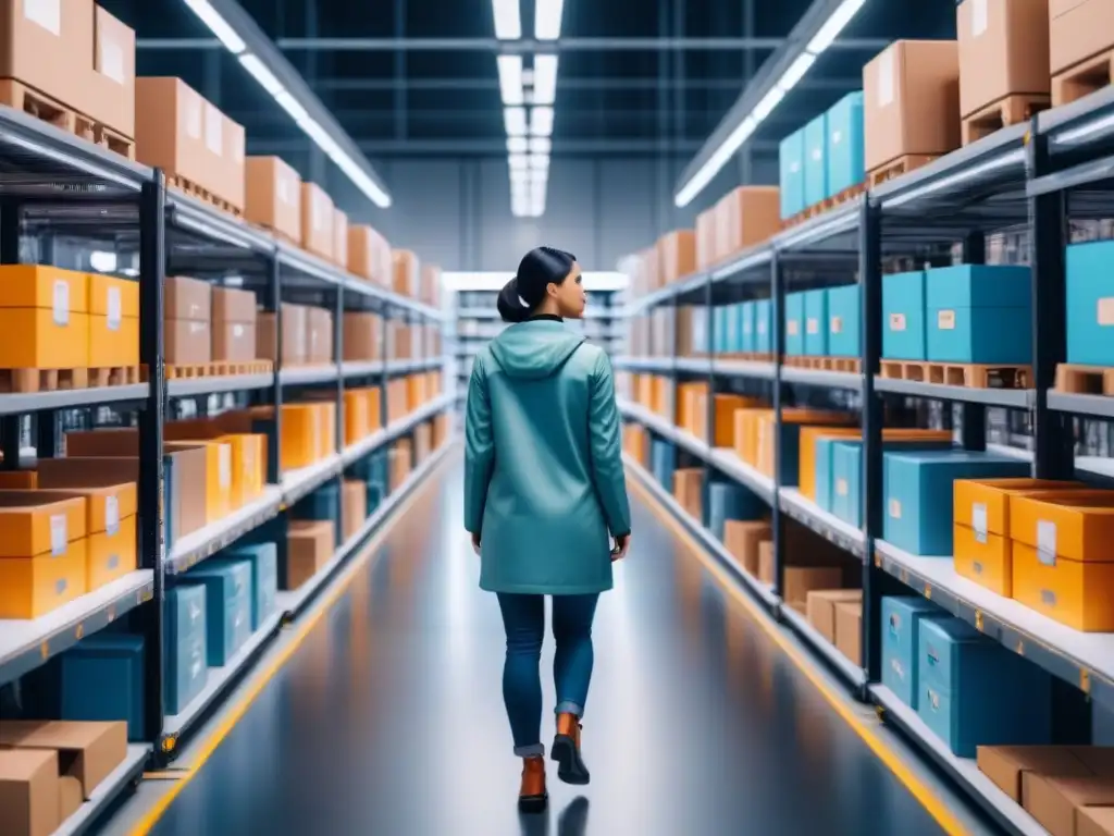 Centro de microfulfillment: Robótica y eficiencia en la era digital Sistemas Microfulfillment para Comercio Electrónico: Centro lleno de robots automatizados trabajando en un almacén futurista y luminoso