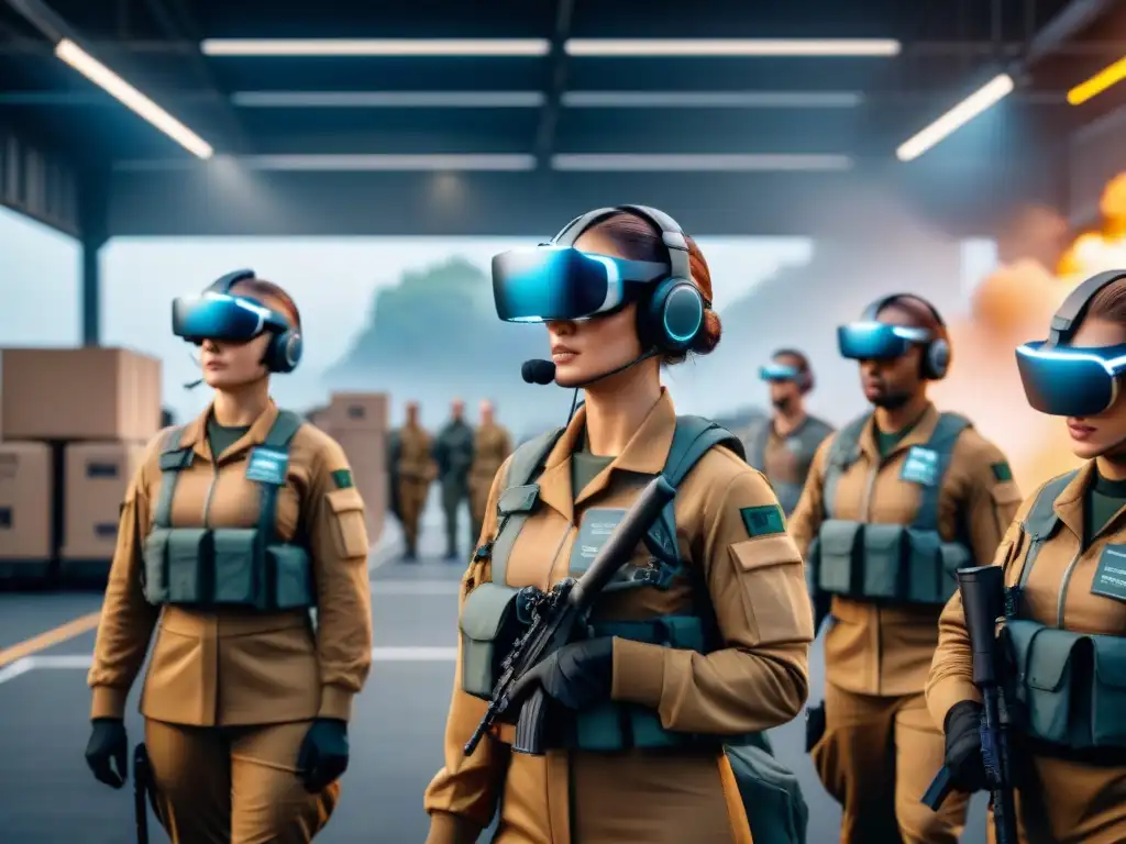 Operación logística militar con realidad aumentada Soldados usando tecnología de Realidad Aumentada en operaciones logísticas militares
