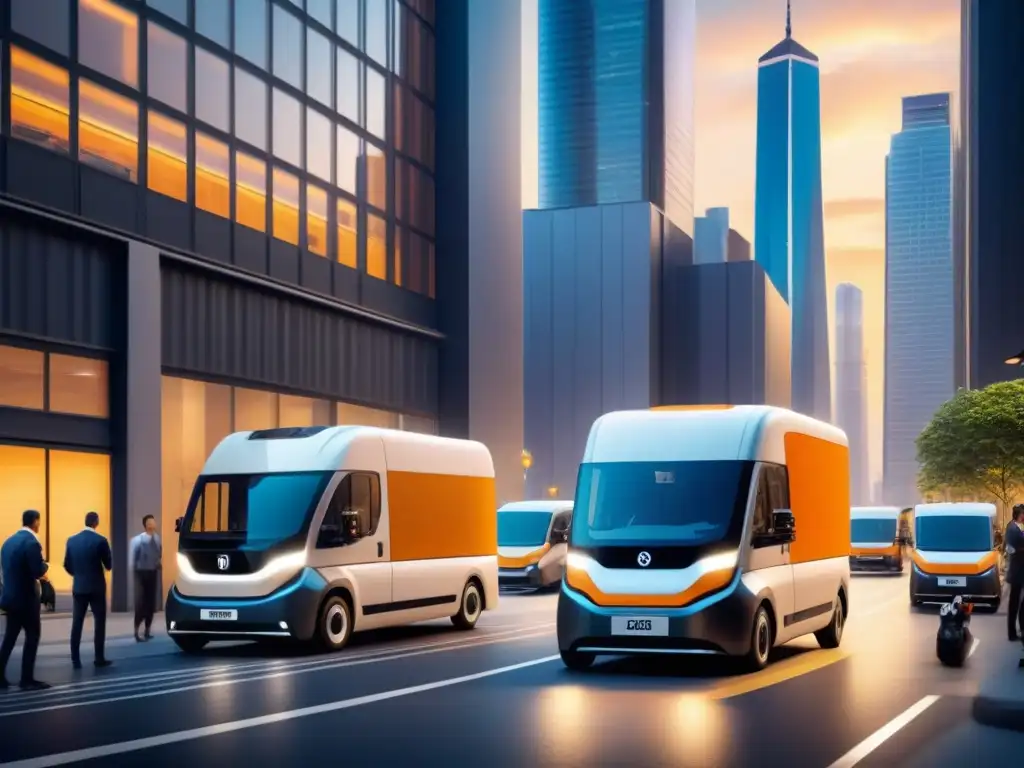 Hub logístico urbano: entrega con vehículos eléctricos futuristas Startups innovadoras superan obstáculos regulatorios en logística urbana futurista
