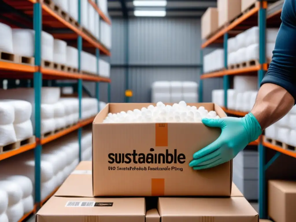 Artesano embalando caja de cartón en fábrica ecofriendly Un trabajador ensambla con cuidado un resistente envase de cartón en una instalación de empaquetado sostenible en transporte