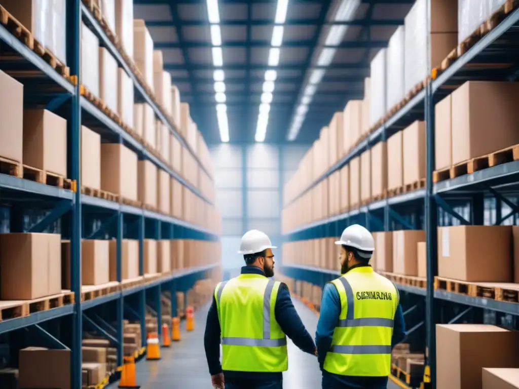 Trabajadores reduciendo ruido en logística mediante materiales absorbentes