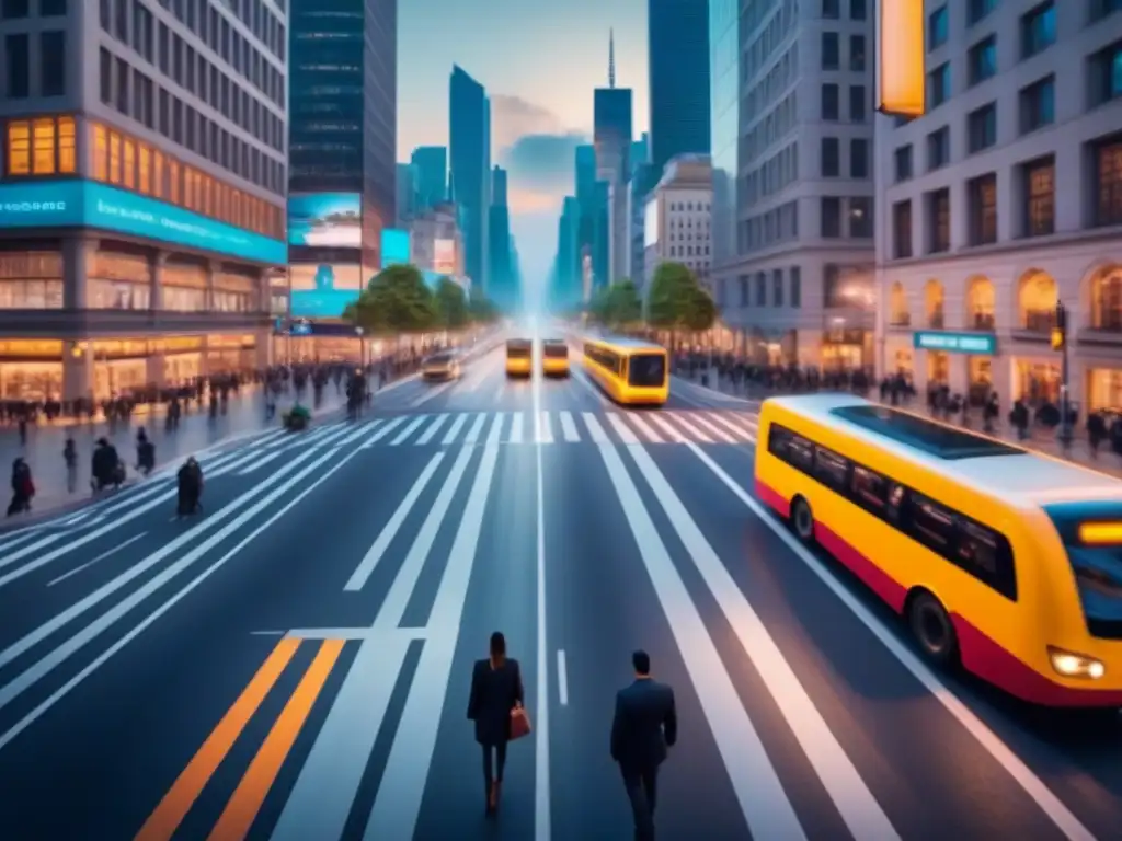 Intersección urbana con transporte multimodal guiado por inteligencia artificial
