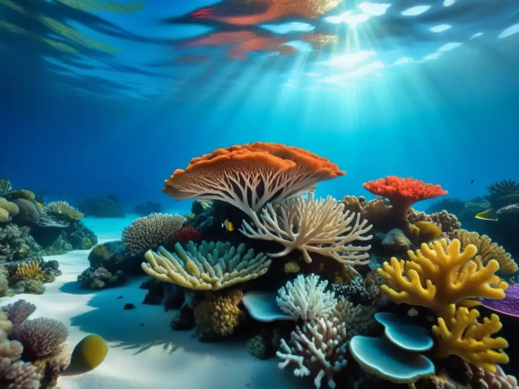 Arrecife de coral vibrante: vida marina en un mundo submarino Vibrante arrecife de coral submarino, muestra biodiversidad marina
