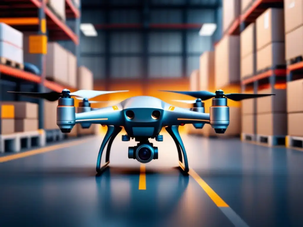 Sensor IoT de última generación en dron de entrega, logística inteligente Vista detallada de un sensor IoT en un dron de entrega de alta tecnología en un centro logístico, fusionando logística inteligente con sensores IoT