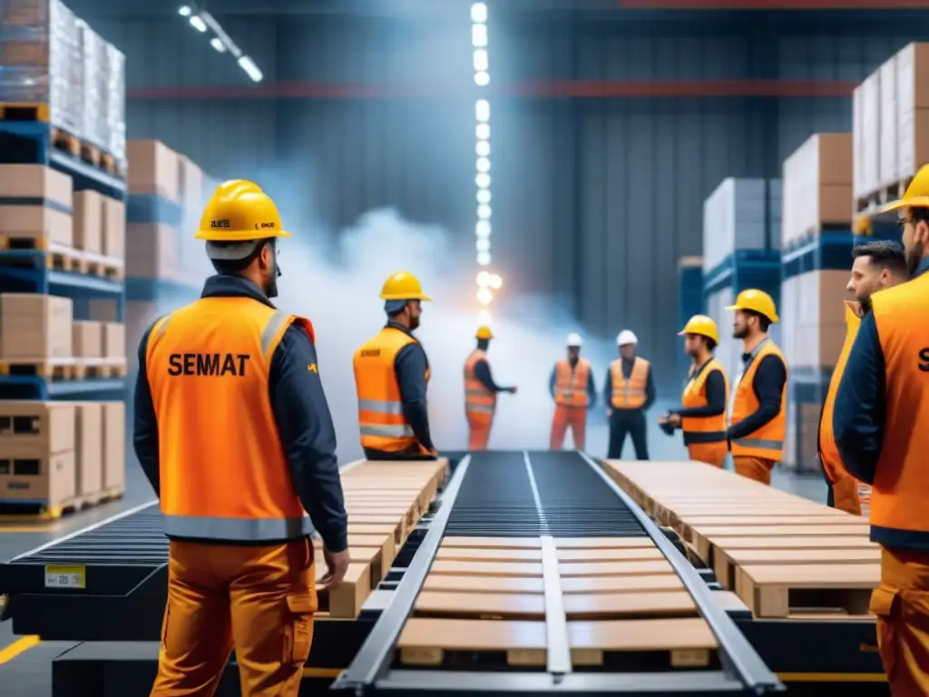 Almacén robotizado: la logística del futuro en CeMAT Australia Vista impactante de almacén tecnológico en CeMAT Australia 2023, con brazos robóticos y personal supervisando